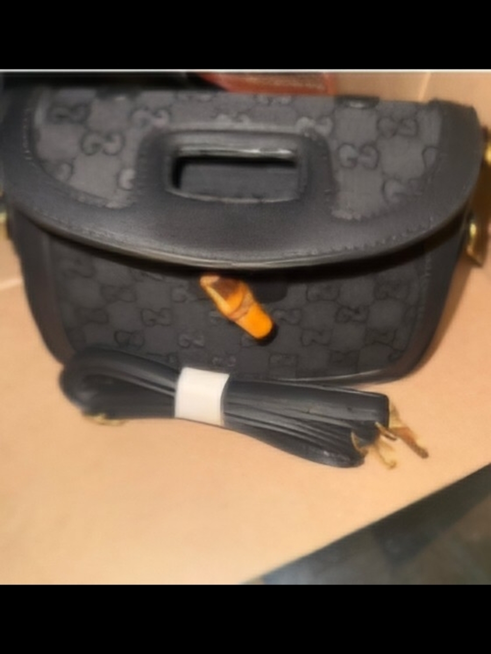 Source Unknown Black Crossbody Bag with Tan Accent